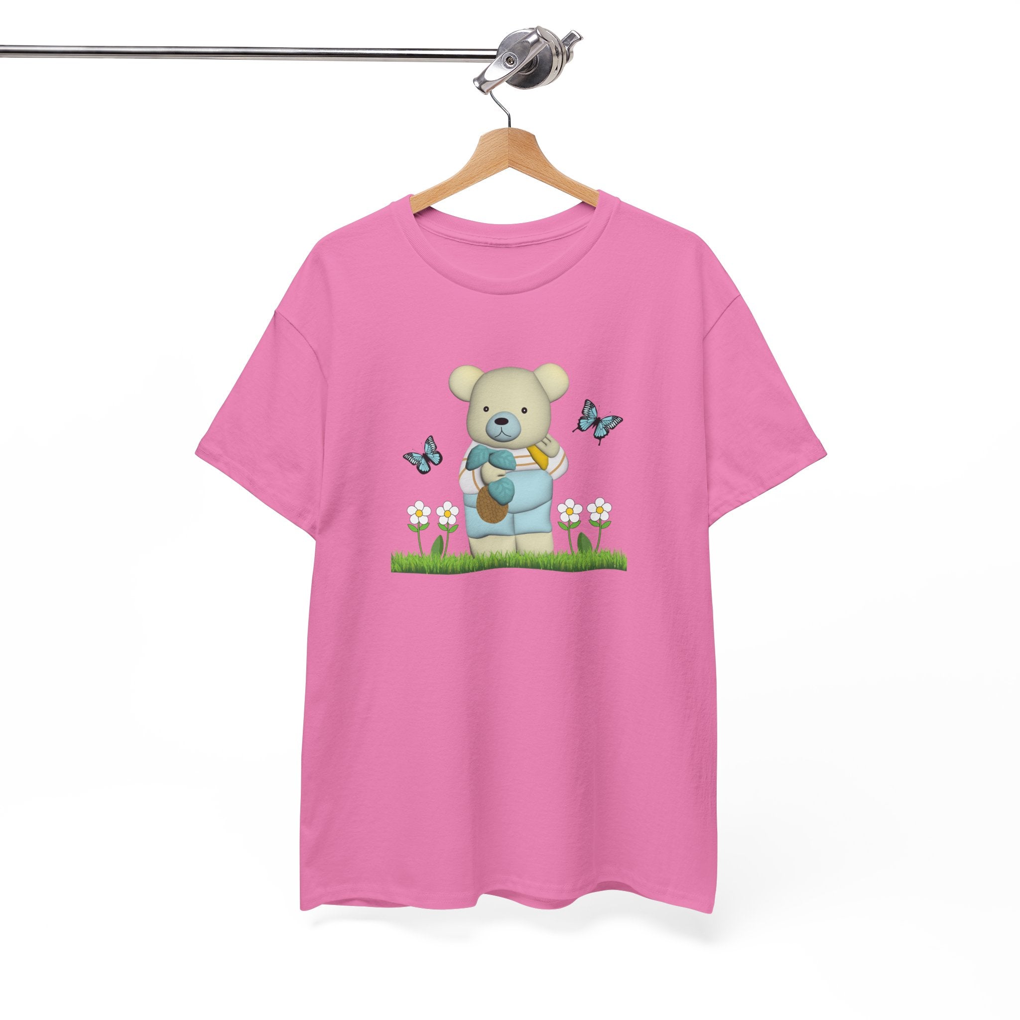 Garden Bear with Butterflies T-Shirt, Cute Bear Shirt, Nature Lover Tee, Botanical Garden Top, Wildlife Animal Unisex Tee