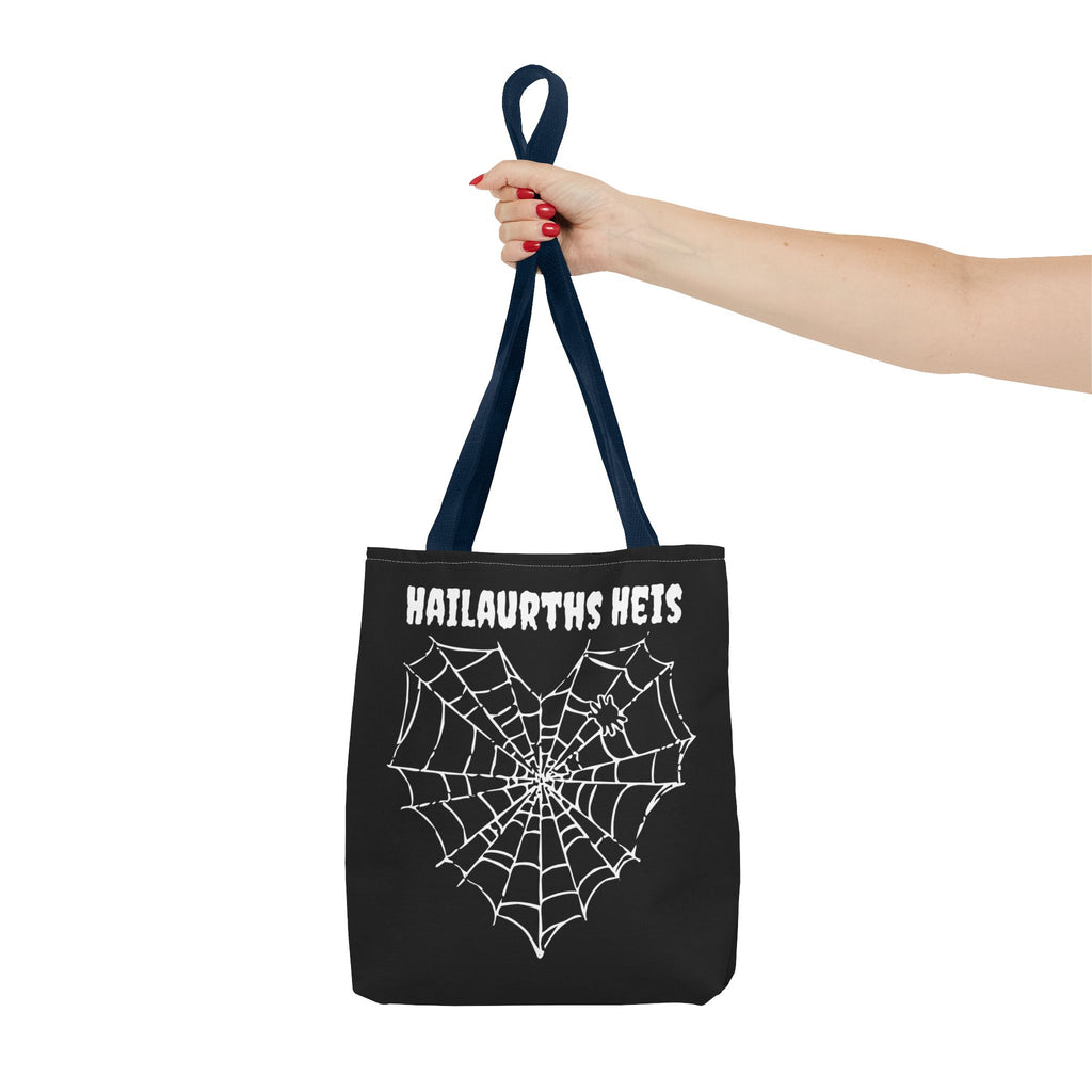 Gothic Spider Web Heart Tote Bag - Creepy Halloween Carryall, Black Widow Arachnid Shoulder Tote, Spooky Goth Shopping Bag, Punk Rock