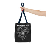 Gothic Spider Web Heart Tote Bag - Creepy Halloween Carryall, Black Widow Arachnid Shoulder Tote, Spooky Goth Shopping Bag, Punk Rock