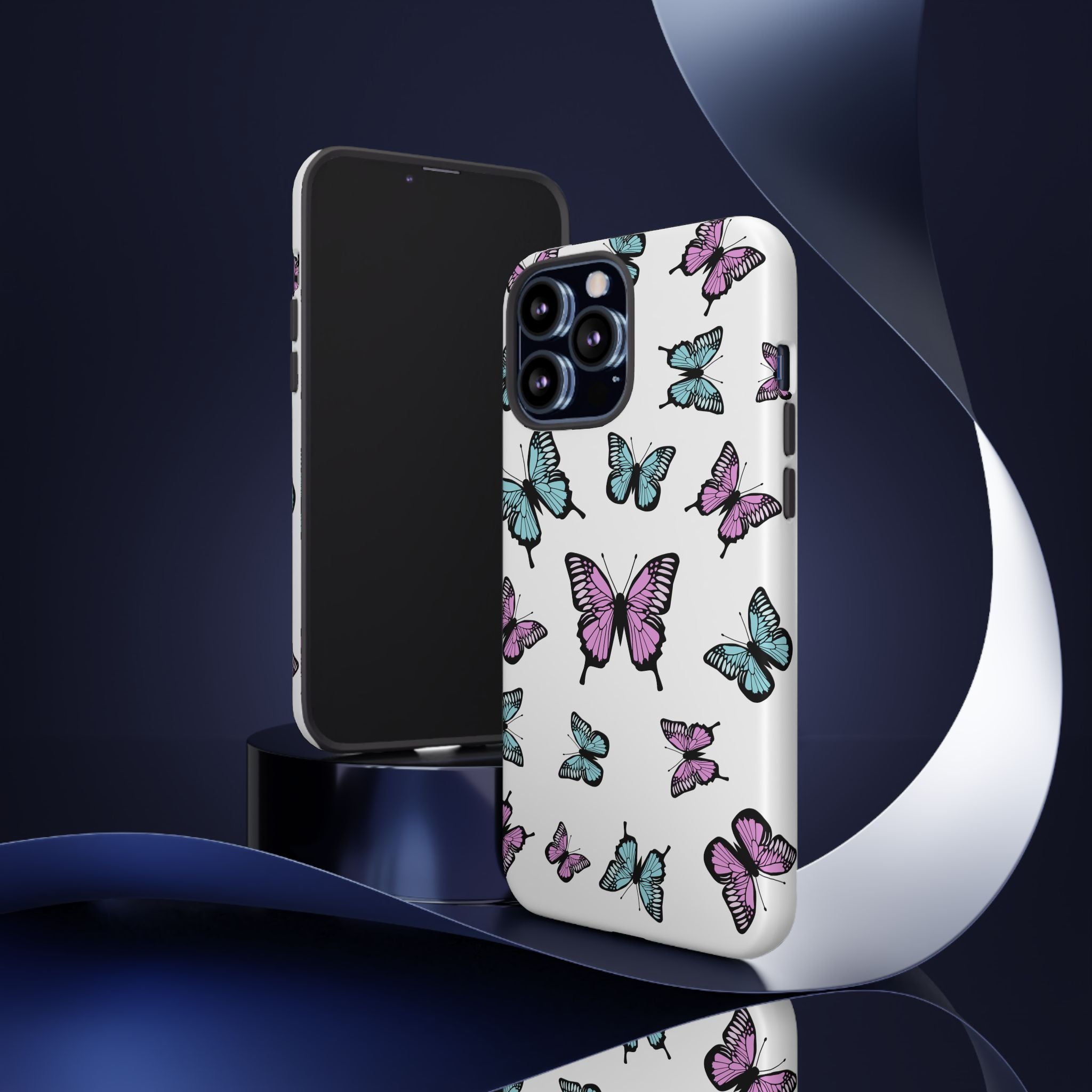 Butterfly Pattern White Background Phone Cases, Protective Cover, Strong Cases, Impact Resistant, Floral Design, Unique Gifts
