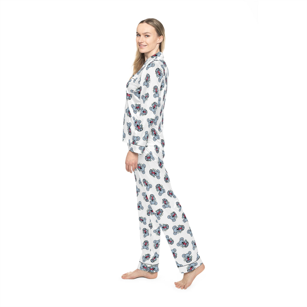 Chic Floral Satin Coala Pajamas, Soft Women's Sleepwear for Relaxation, Cozy Loungewear, Perfect for Gift Giving, Travel Essentials