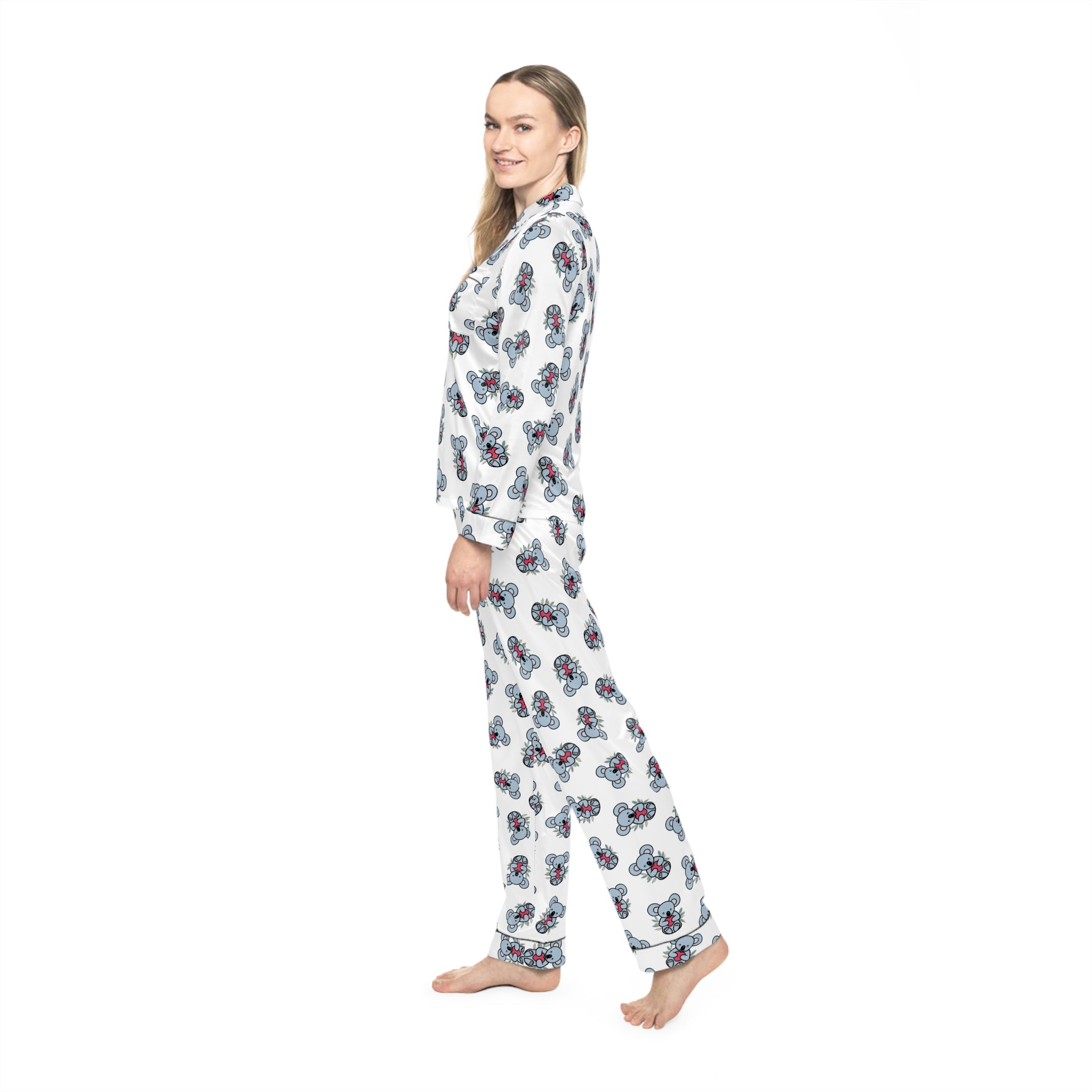Chic Floral Satin Coala Pajamas, Soft Women's Sleepwear for Relaxation, Cozy Loungewear, Perfect for Gift Giving, Travel Essentials