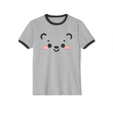 Kawaii Bear Face Cotton Ringer T-Shirt | Blush Bear Ringer Tee
