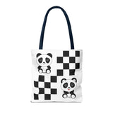 Kawaii Pandas Chessboard Tote Bag