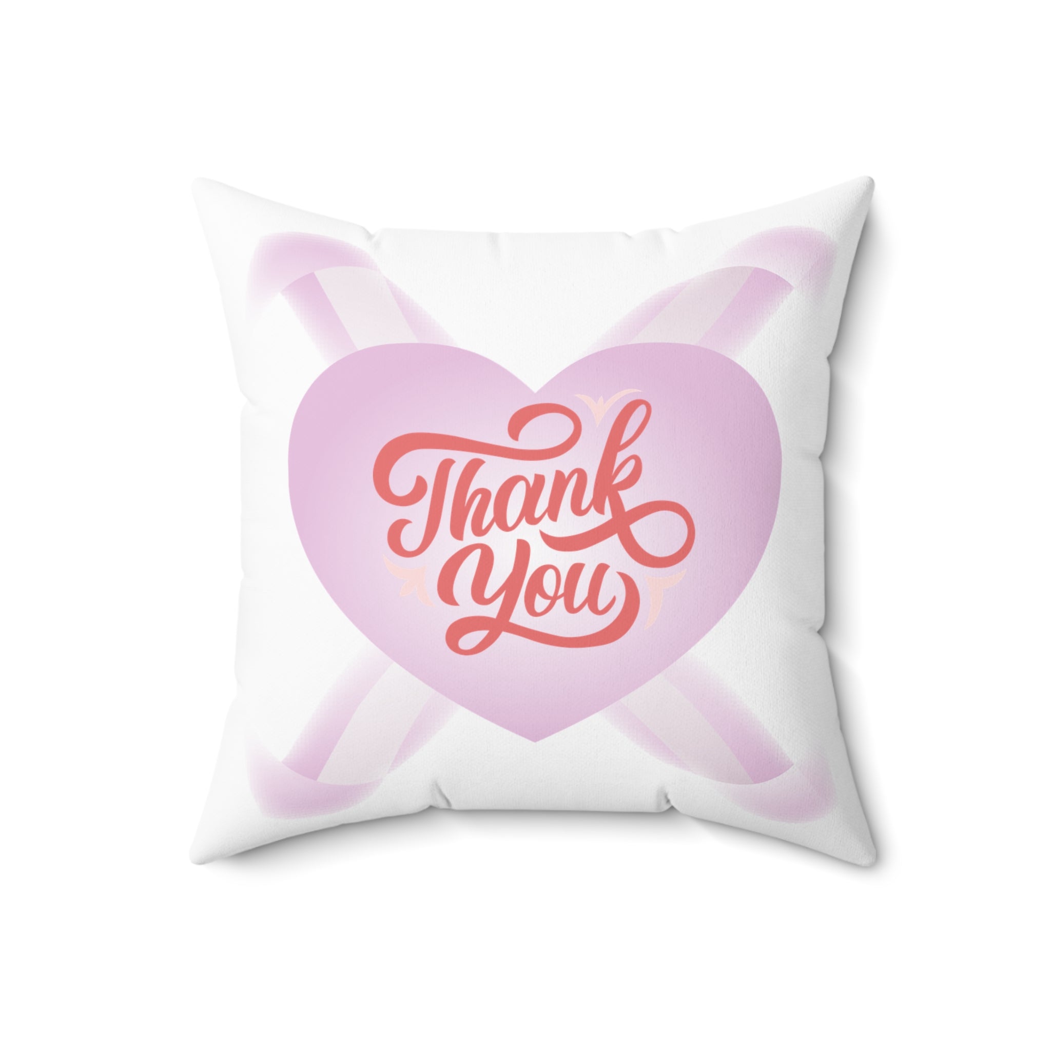Thank You Heart Banner Spun Polyester Square Pillow