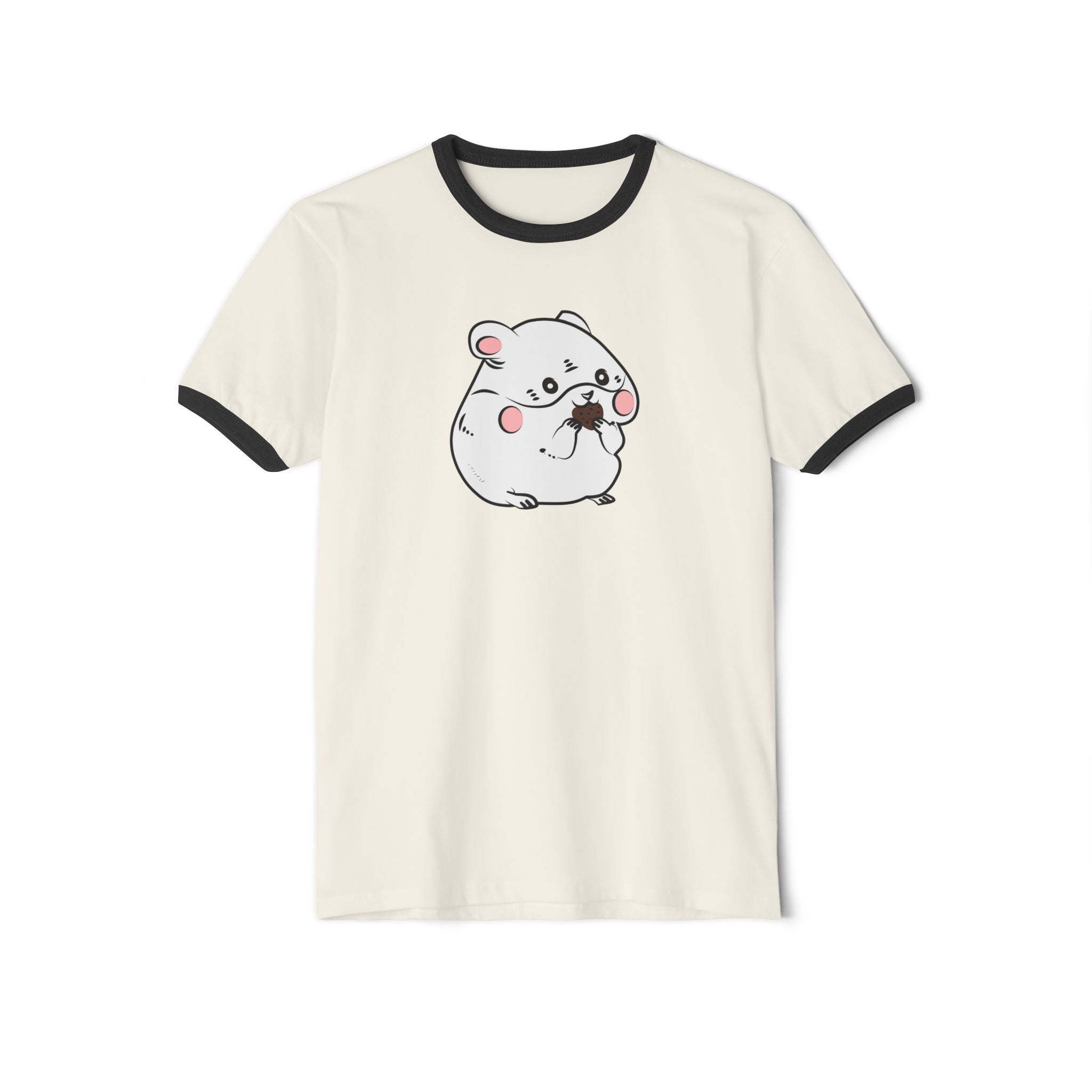 Kawaii Cute Hamster Ringer Tee - Cotton T-Shirt - Animal Lover Gift - Funny Graphic Tee - Cute Rodent Shirt