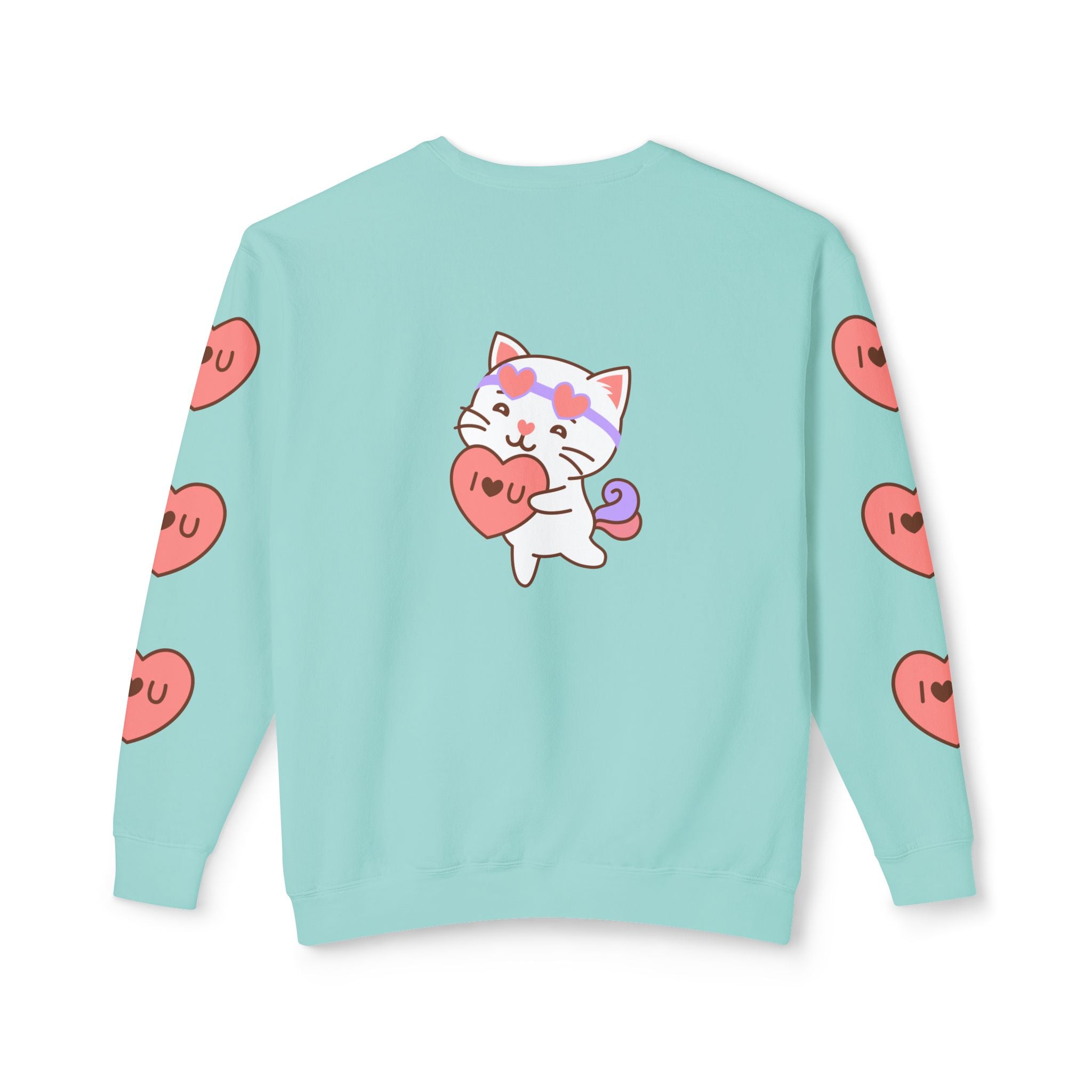 Cupido Cat Rainbow Sweatshirt, Lightweight Crewneck Jumper, Heart Love Gift, I Love You Clothing