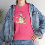 Funny Crazy Duck Unisex Heavy Cotton Tee, Novelty Shirt, Graphic Tee, Gift for Animal Lovers, Quirky Duck Design