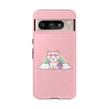 Kawaii Cat Rainbow Tough Cases, Cute Kitty Phone Cover, Protective Phone Case, Adorable Cat Lover Gift, Fun Rainbow Cat Phone Accessories