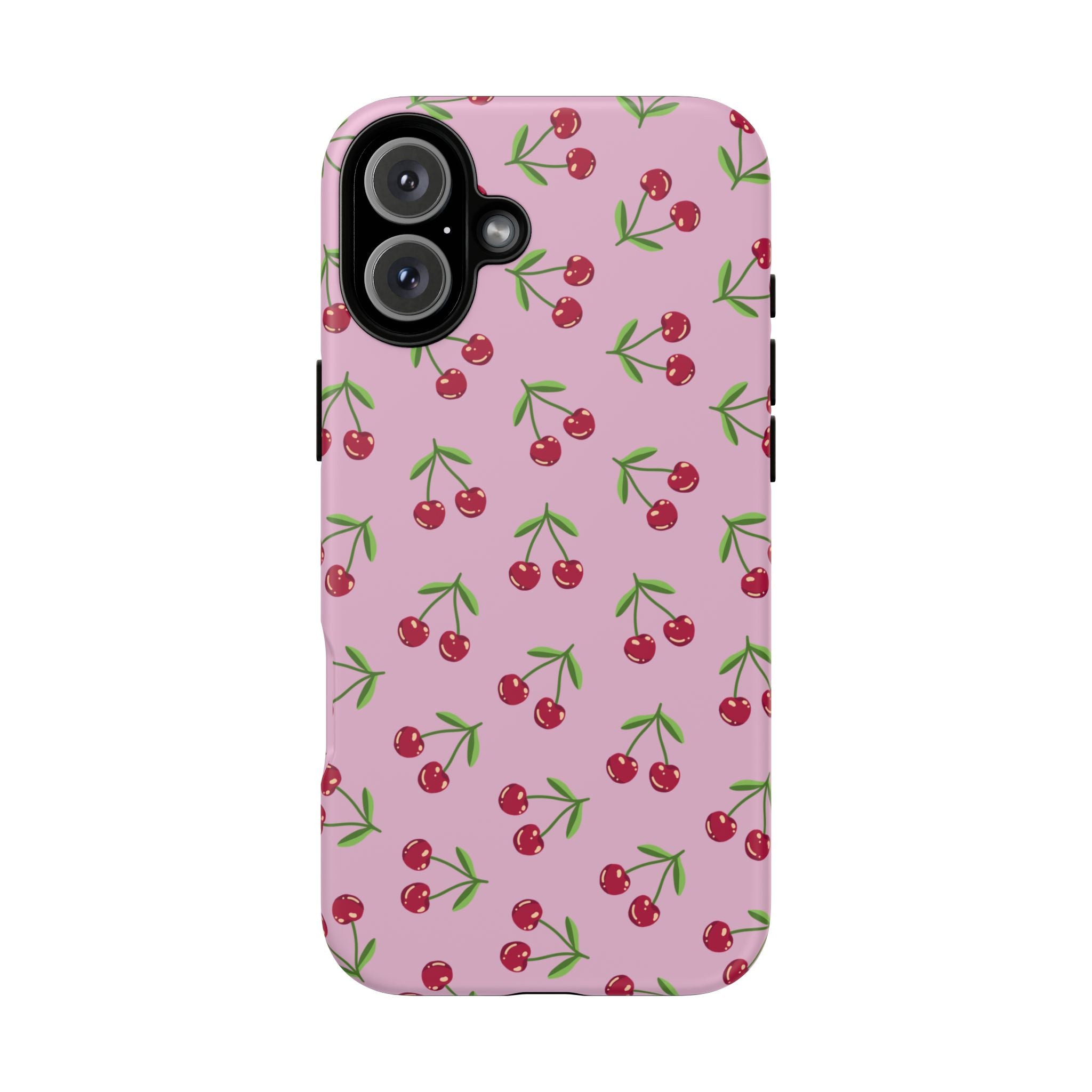 iPhone Cherry Pattern Phone Cases, Floral Tough Cover, Protective Smartphone Shell, Hard Case Gift for Her, Pretty Device Accessories