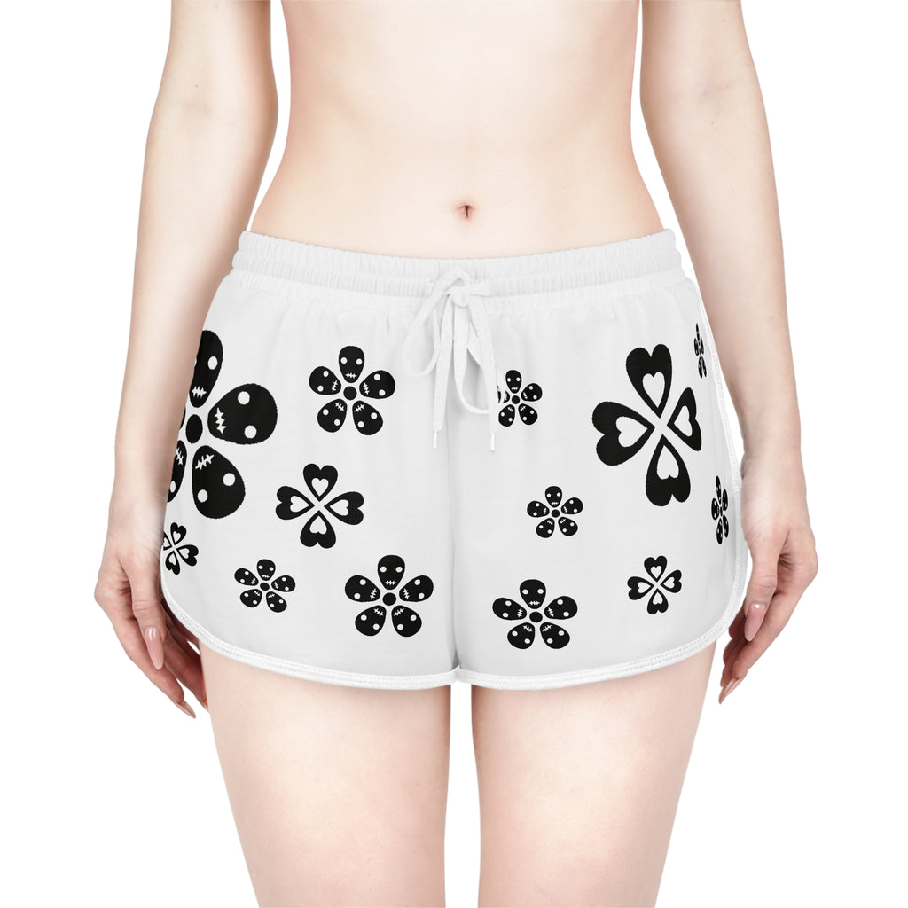 Black Flowers Women's Relaxed Shorts