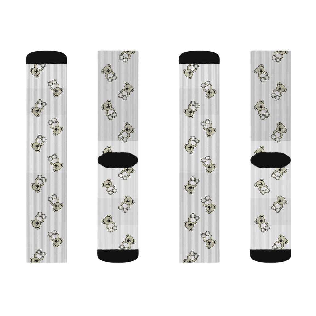 Cute Bears Sublimation Socks, White Bear Pattern Socks, Animal Lover Gift, Cozy Winter Socks, Unique Novelty Socks, Fun Sock Apparel
