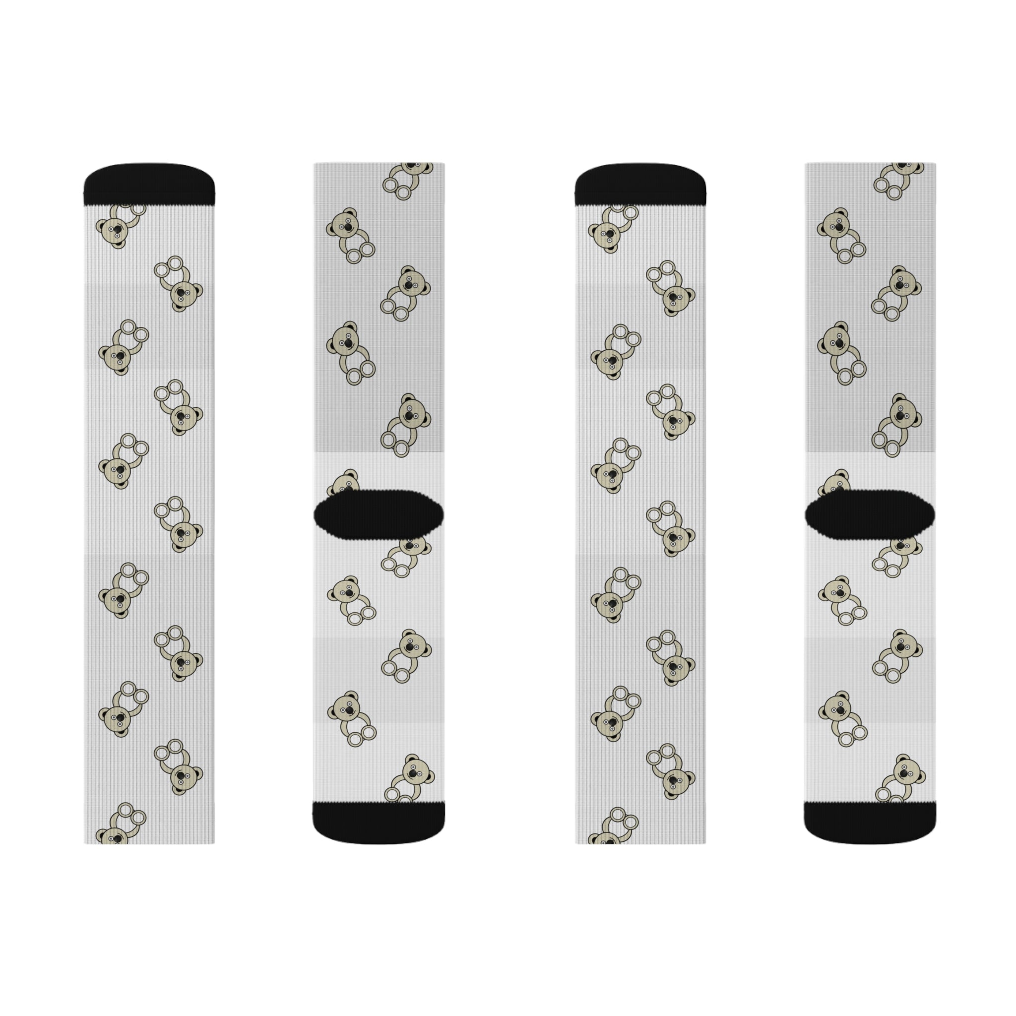 Cute Bears Sublimation Socks, White Bear Pattern Socks, Animal Lover Gift, Cozy Winter Socks, Unique Novelty Socks, Fun Sock Apparel
