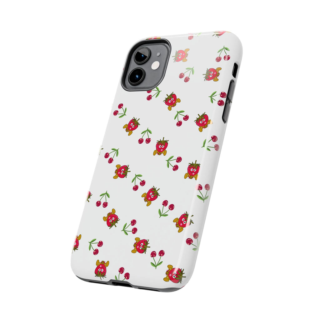 Fruit Patterned Phone Cases, Summer Fruits Phone Covers, Berry Print Tough Cases, Stylish Cell Phone Protectors, Red Fruits Phone