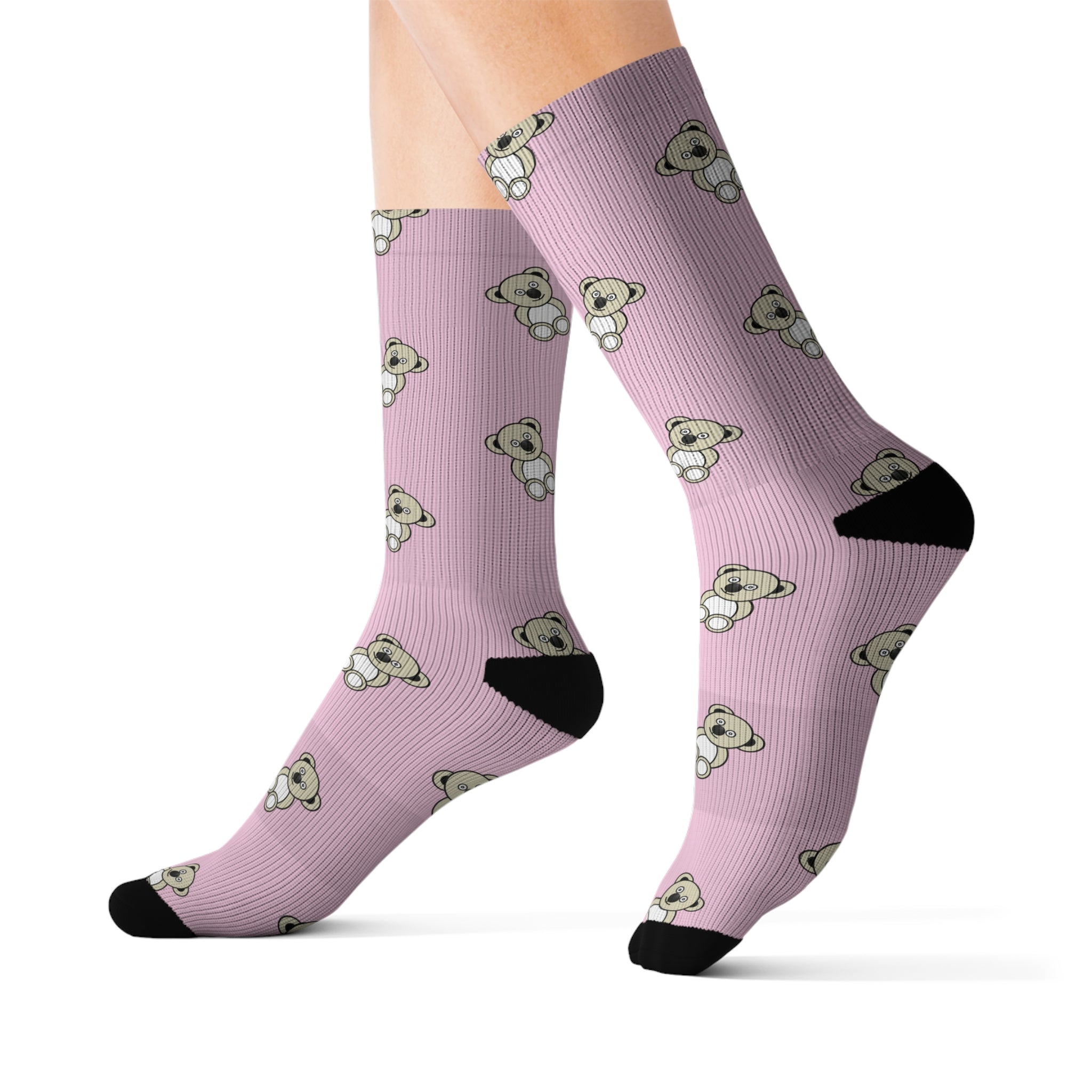Cute Bears Sublimation Socks, Pink Animal Print, Cozy Winter Feet, Fun Statement Accessories, Unique Gift Ideas, Cute Bear Patterned Socks