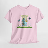 Garden Bear with Butterflies T-Shirt, Cute Bear Shirt, Nature Lover Tee, Botanical Garden Top, Wildlife Animal Unisex Tee