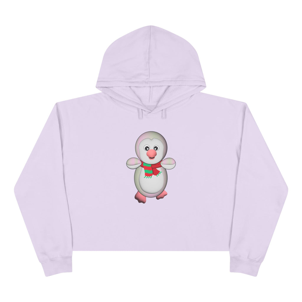Kawaii Penguin Crop Hoodie, Cute Animal Lover Gift, Cozy Winter Top, Japanese Style Sweatshirt, Adorable Graphic Jumper