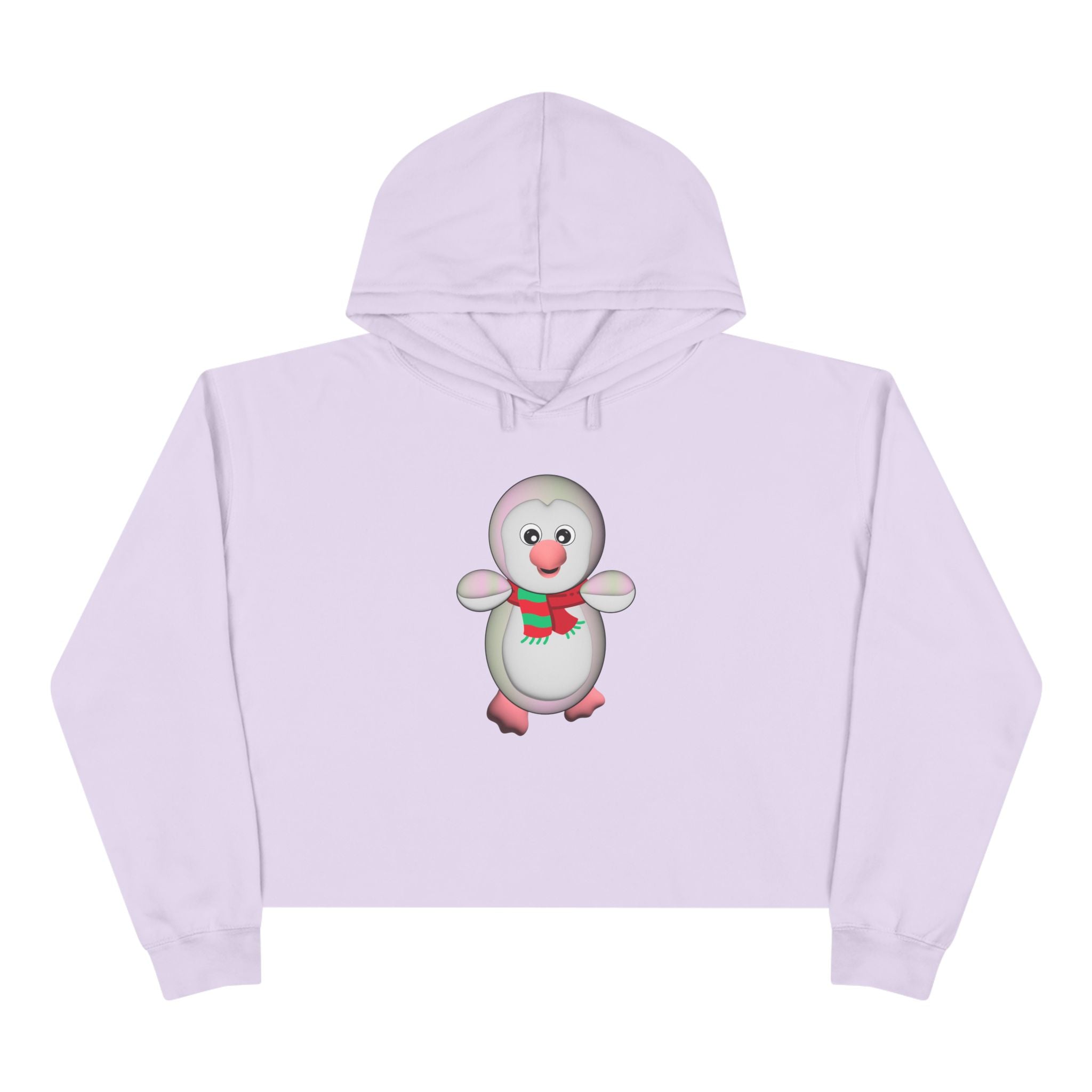 Kawaii Penguin Crop Hoodie, Cute Animal Lover Gift, Cozy Winter Top, Japanese Style Sweatshirt, Adorable Graphic Jumper