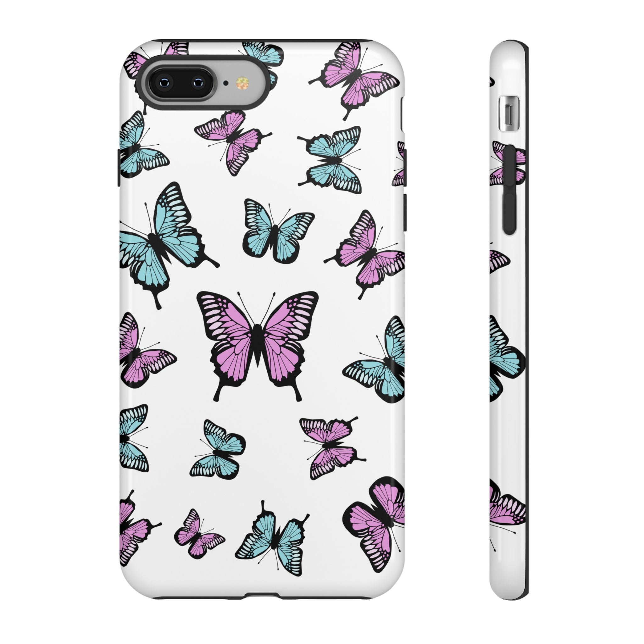 Butterfly Pattern White Background Phone Cases, Protective Cover, Strong Cases, Impact Resistant, Floral Design, Unique Gifts