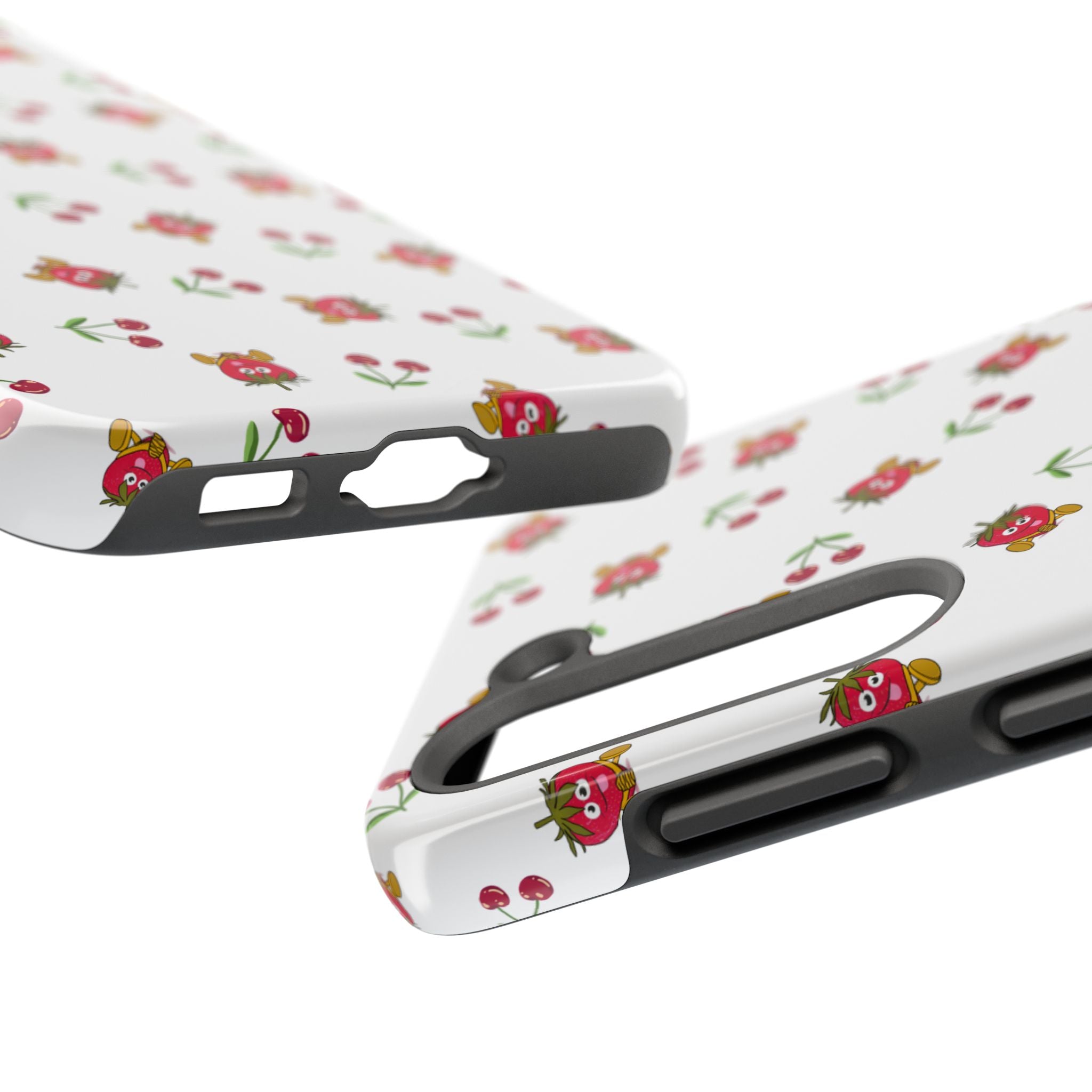 Fruit Patterned Phone Cases, Summer Fruits Phone Covers, Berry Print Tough Cases, Stylish Cell Phone Protectors, Red Fruits Phone