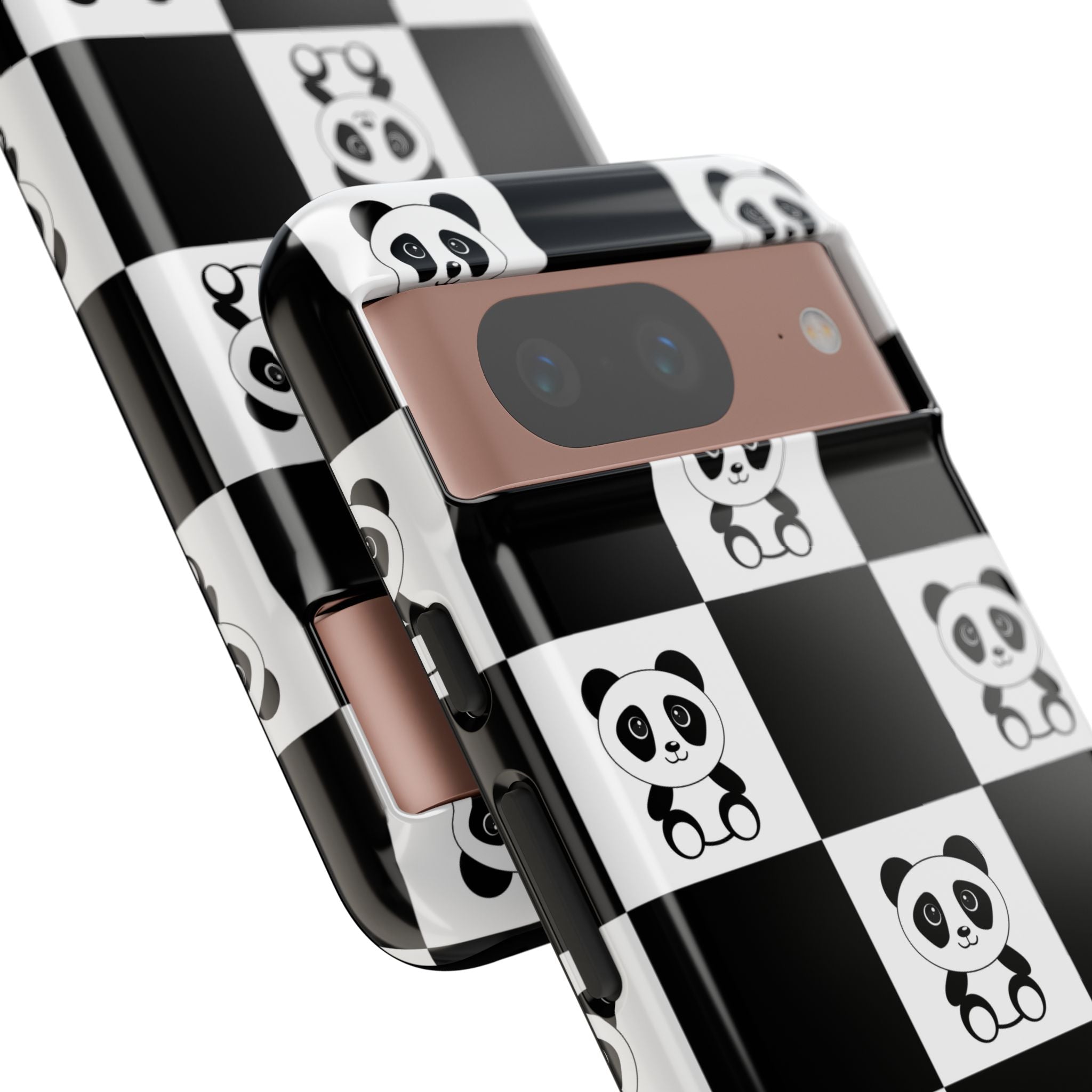 Panda Chessboard Tough Cases, Cute Panda Phone Covers, Chess Pattern iPhone Case, Board Games Phone Accessories, Animal Lover Tech