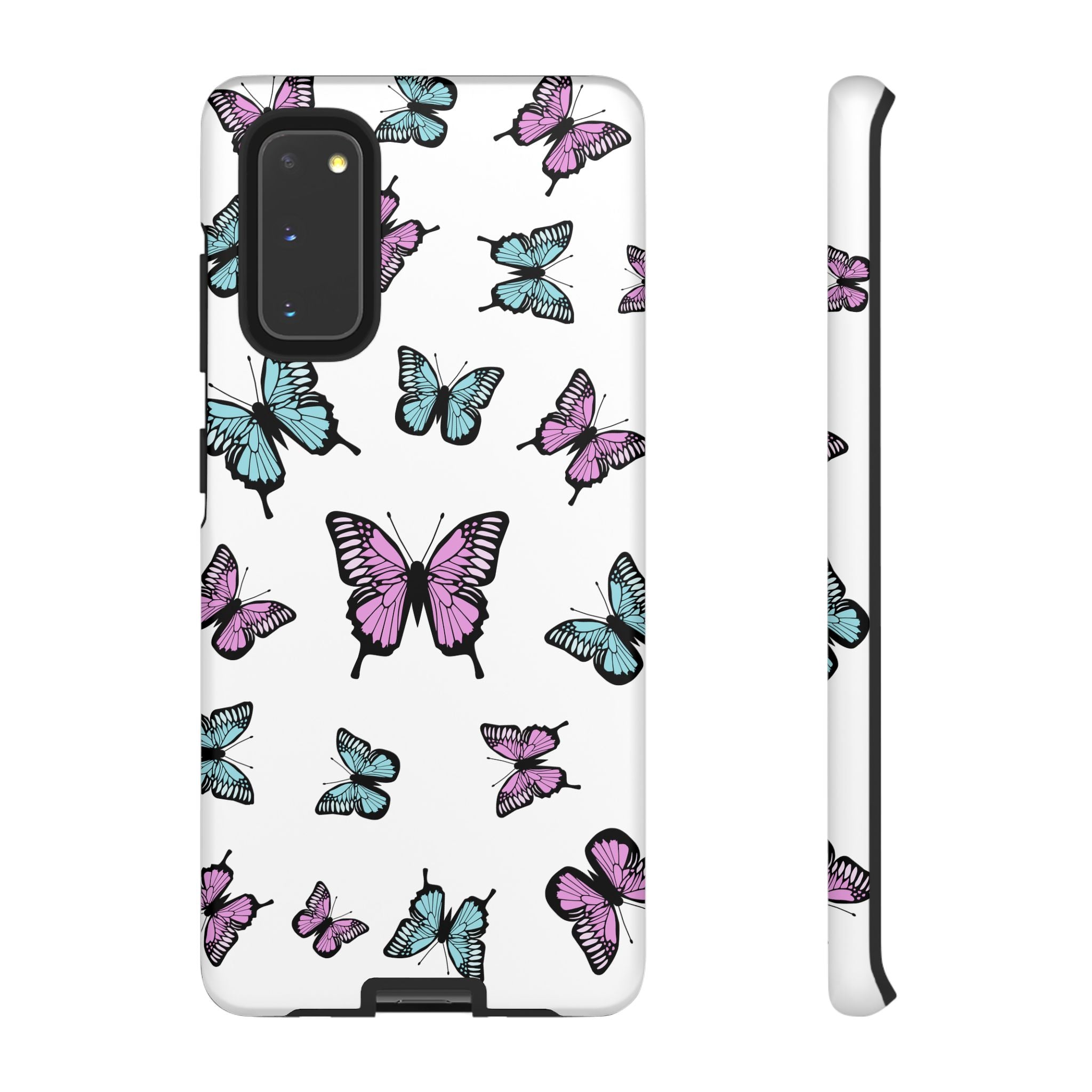 Butterfly Pattern White Background Phone Cases, Protective Cover, Strong Cases, Impact Resistant, Floral Design, Unique Gifts