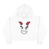 Demon Face Crop Hoodie - Gothic Devil Graphic Pullover Sweatshirt