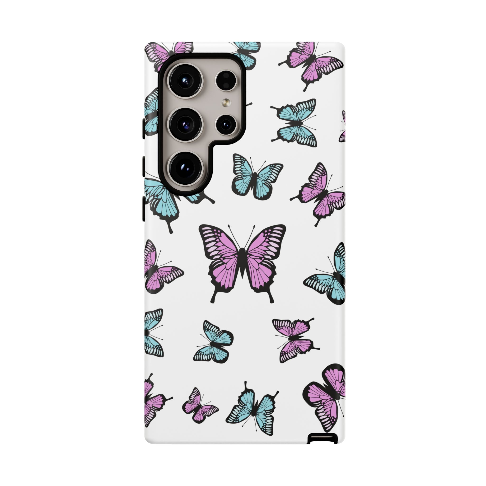 Butterfly Pattern White Background Phone Cases, Protective Cover, Strong Cases, Impact Resistant, Floral Design, Unique Gifts