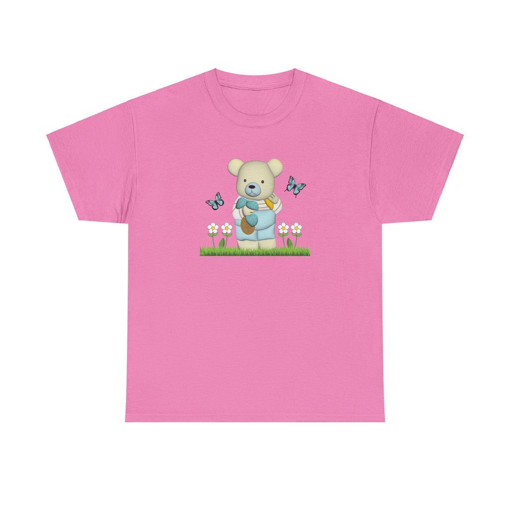 Garden Bear with Butterflies T-Shirt, Cute Bear Shirt, Nature Lover Tee, Botanical Garden Top, Wildlife Animal Unisex Tee