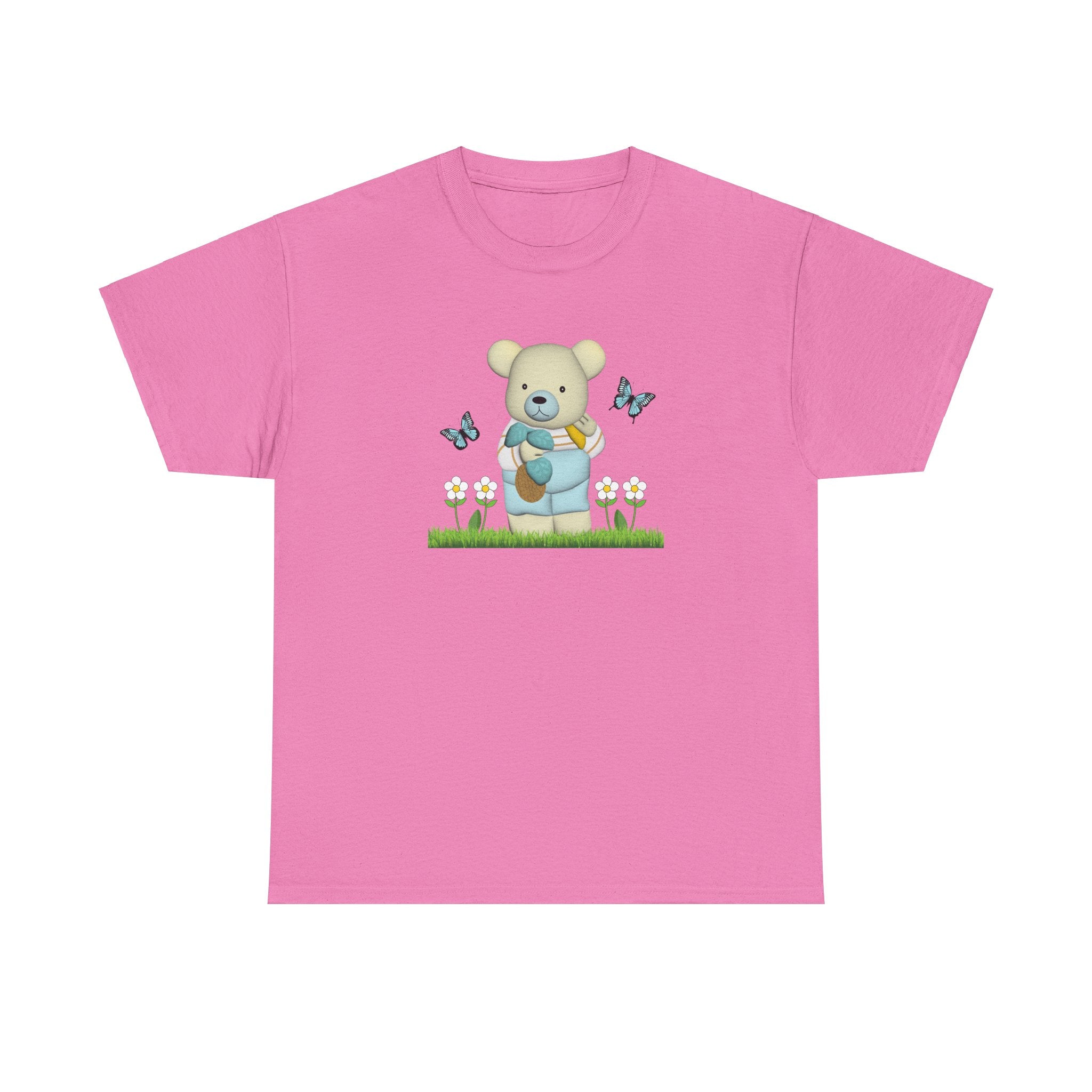 Garden Bear with Butterflies T-Shirt, Cute Bear Shirt, Nature Lover Tee, Botanical Garden Top, Wildlife Animal Unisex Tee