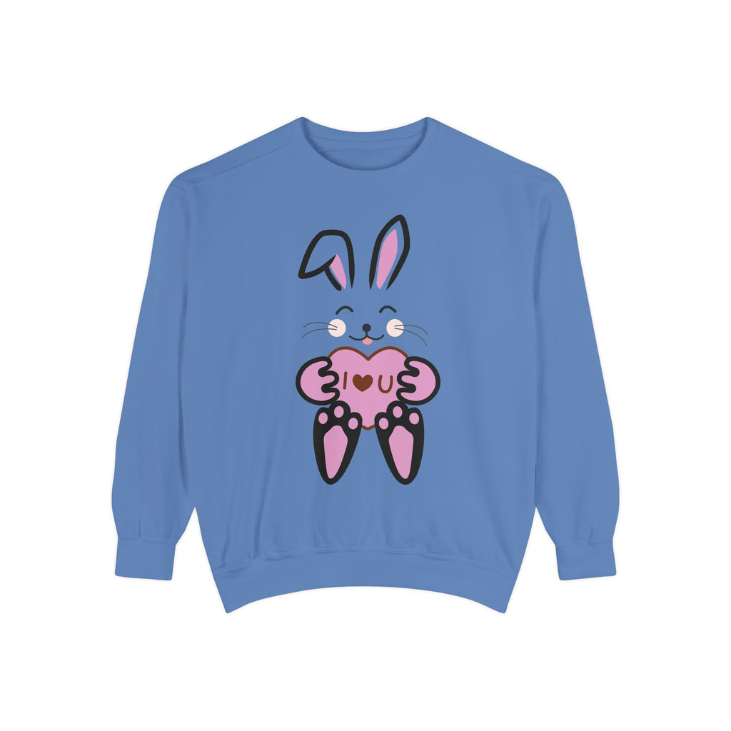 Rabbit With I Love You Heart Sweatshirt, Valentine's Day Gift, Unisex Jumper, Bunny Lover Pullover, Cozy Winter Apparel, Cute Animal
