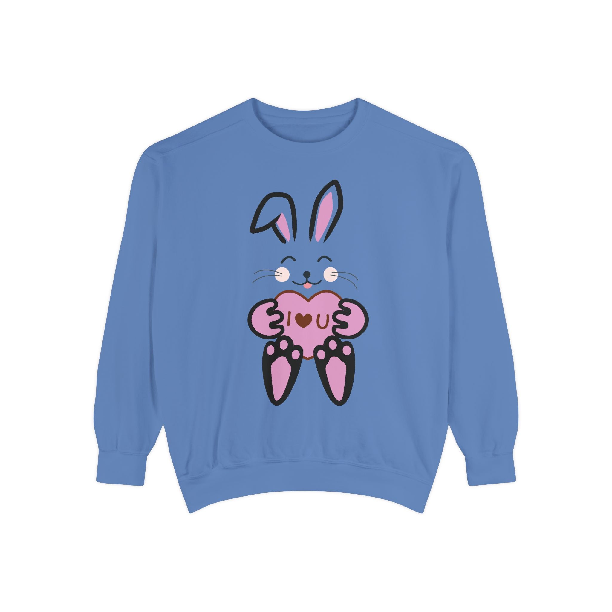 Rabbit With I Love You Heart Sweatshirt, Valentine's Day Gift, Unisex Jumper, Bunny Lover Pullover, Cozy Winter Apparel, Cute Animal