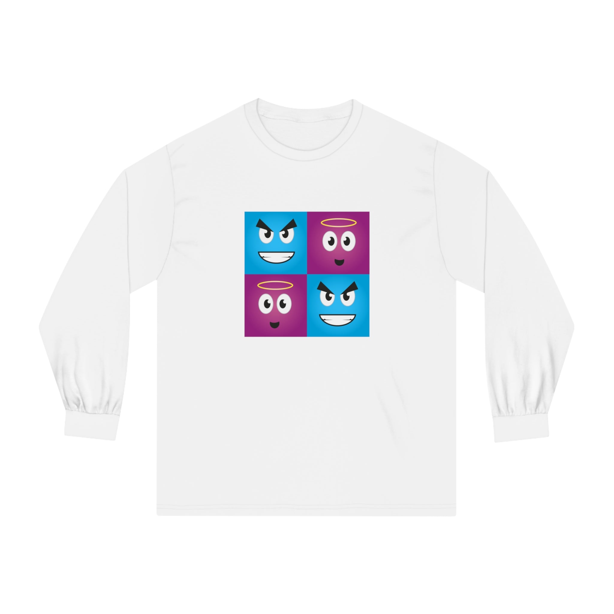 Bad and Good Face Woman Long Sleeve T-Shirt, Graphic Top for Her, Funny Print Shirt