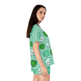 Kawaii Shamrocks Pajama Set - Women's Sleepwear - Cute PJ Set