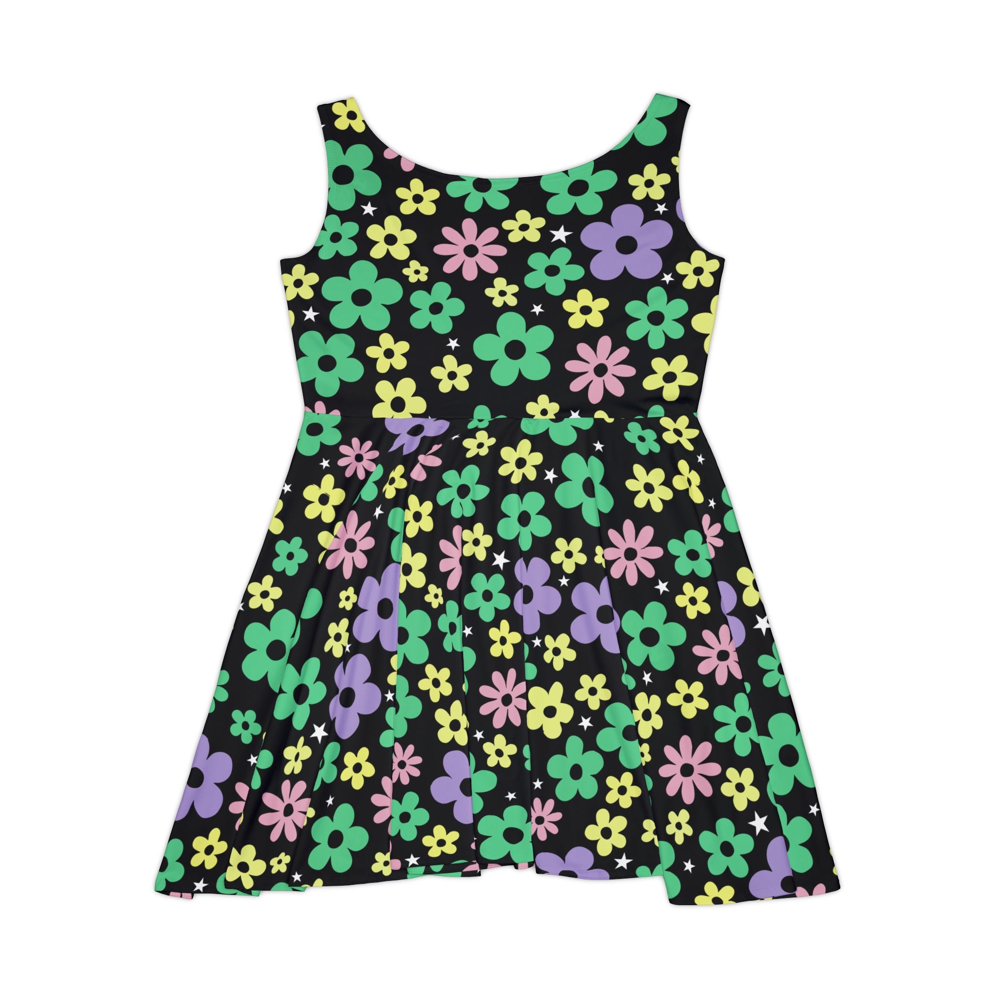 Floral Explosion Women's Skater Dress - Spring Flowers Fit and Flare Kawaii Dress - Blooming Garden Party Outfit