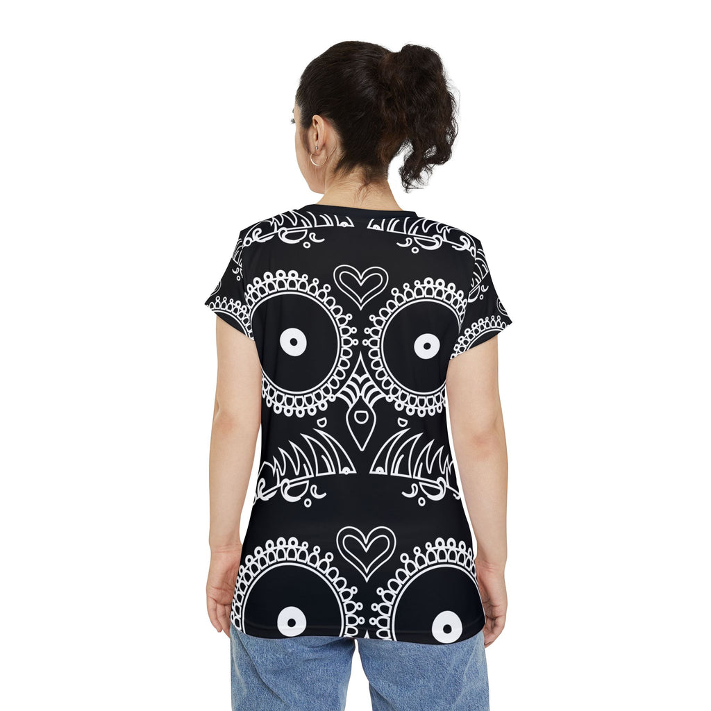 Skulls Women's Short Sleeve Shirt - Edgy Gothic Tee, Punk Rock Top, Alternative Fashion Blouse, Cool Skeleton T-Shirt, Rebel Clothing