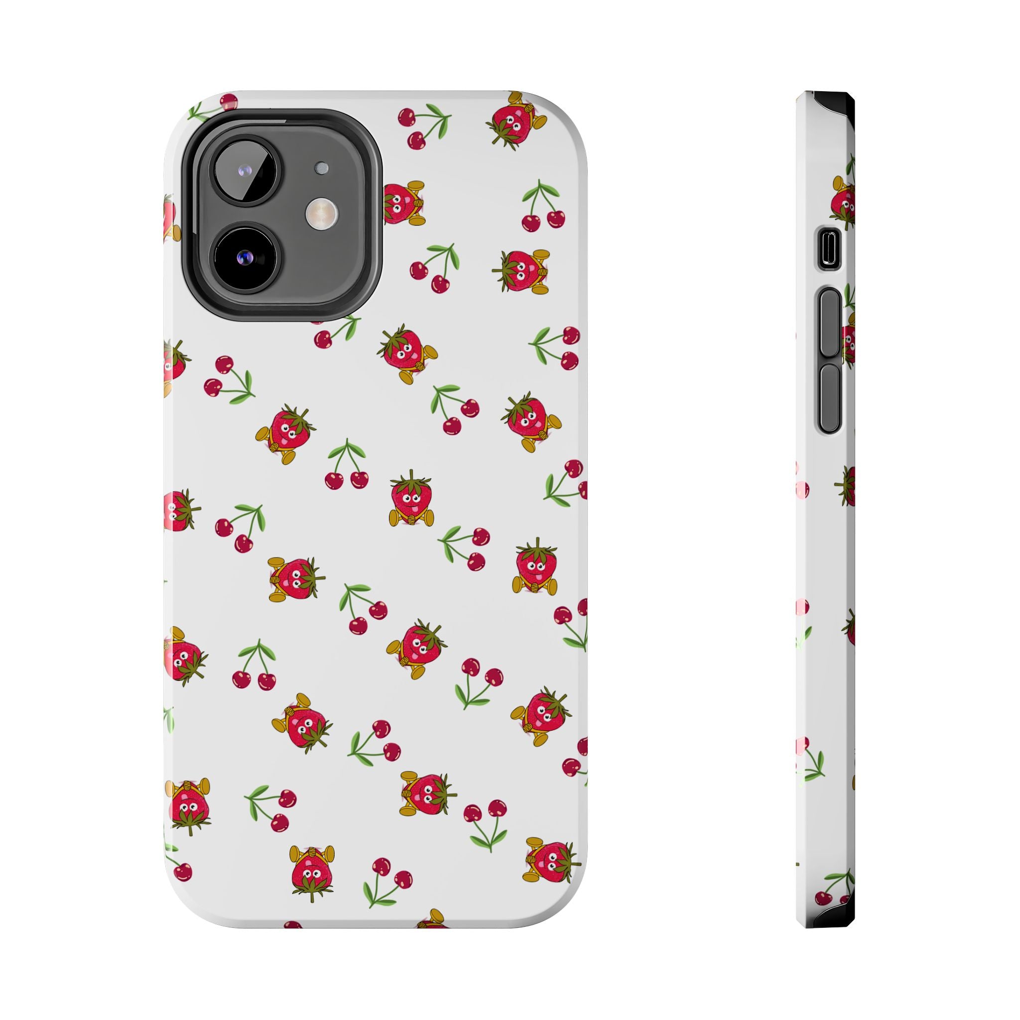 Fruit Patterned Phone Cases, Summer Fruits Phone Covers, Berry Print Tough Cases, Stylish Cell Phone Protectors, Red Fruits Phone