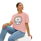 Kawaii Hedgehog Boxy Tee - Women's Graphic T-Shirt