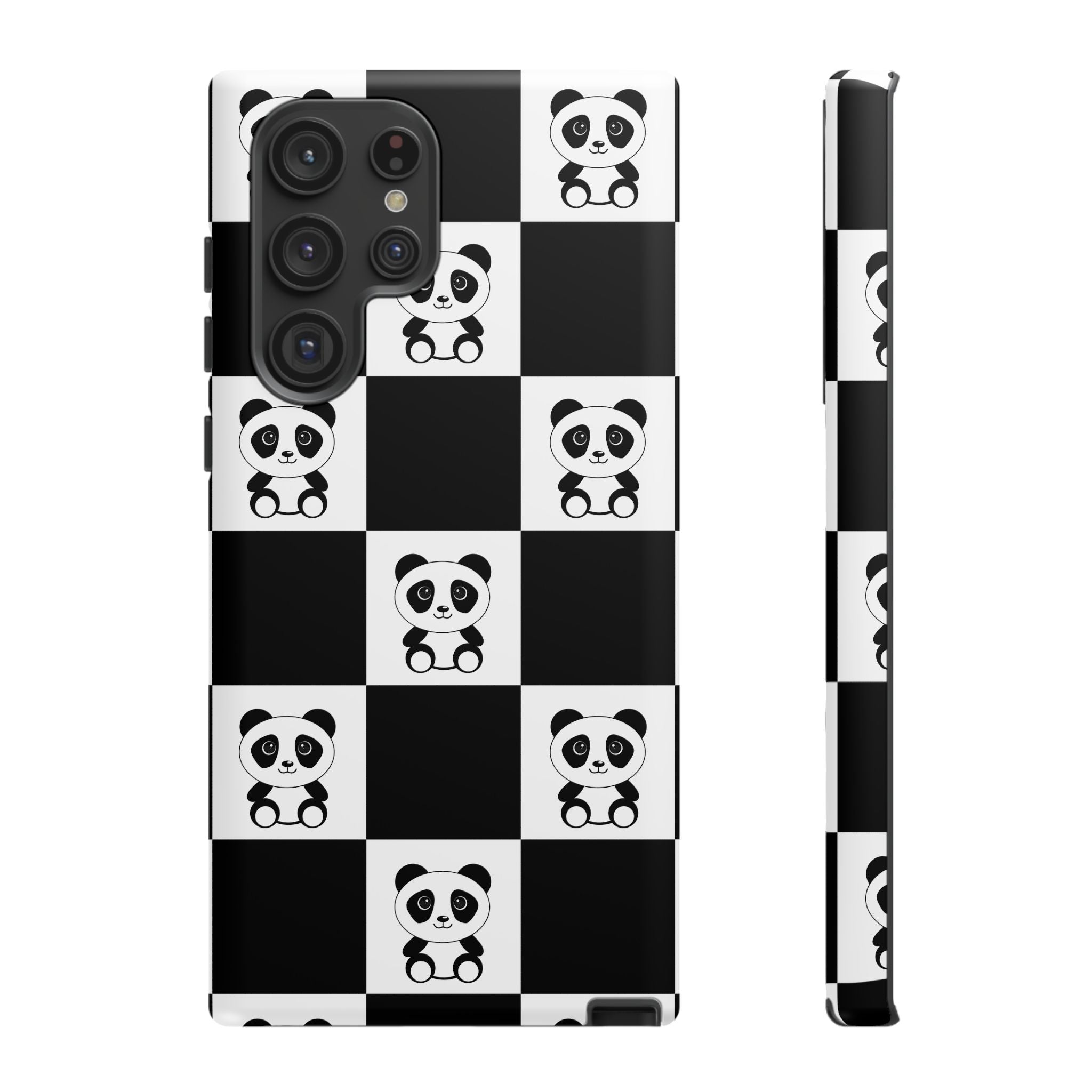 Panda Chessboard Tough Cases, Cute Panda Phone Covers, Chess Pattern iPhone Case, Board Games Phone Accessories, Animal Lover Tech