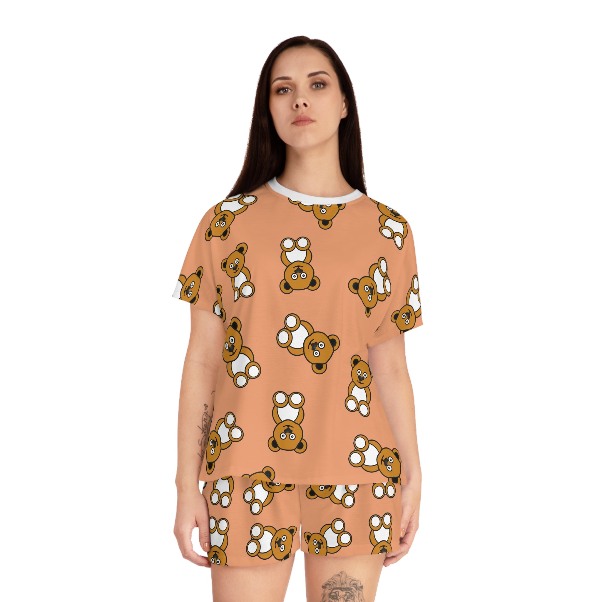 Cute Bears Pajama Set, Women's Sleepwear, Short PJs, Bear Lover Gift, Lounge Set