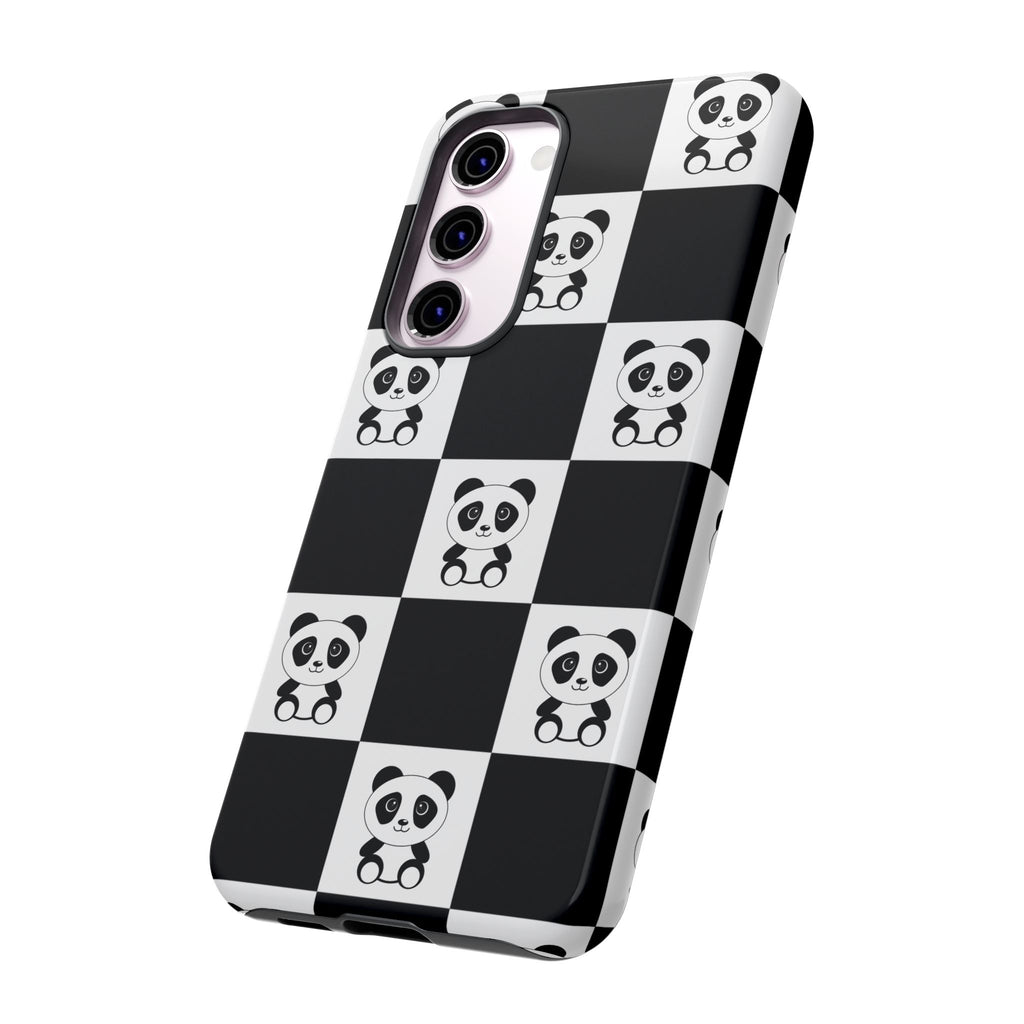 Panda Chessboard Tough Cases, Cute Panda Phone Covers, Chess Pattern iPhone Case, Board Games Phone Accessories, Animal Lover Tech