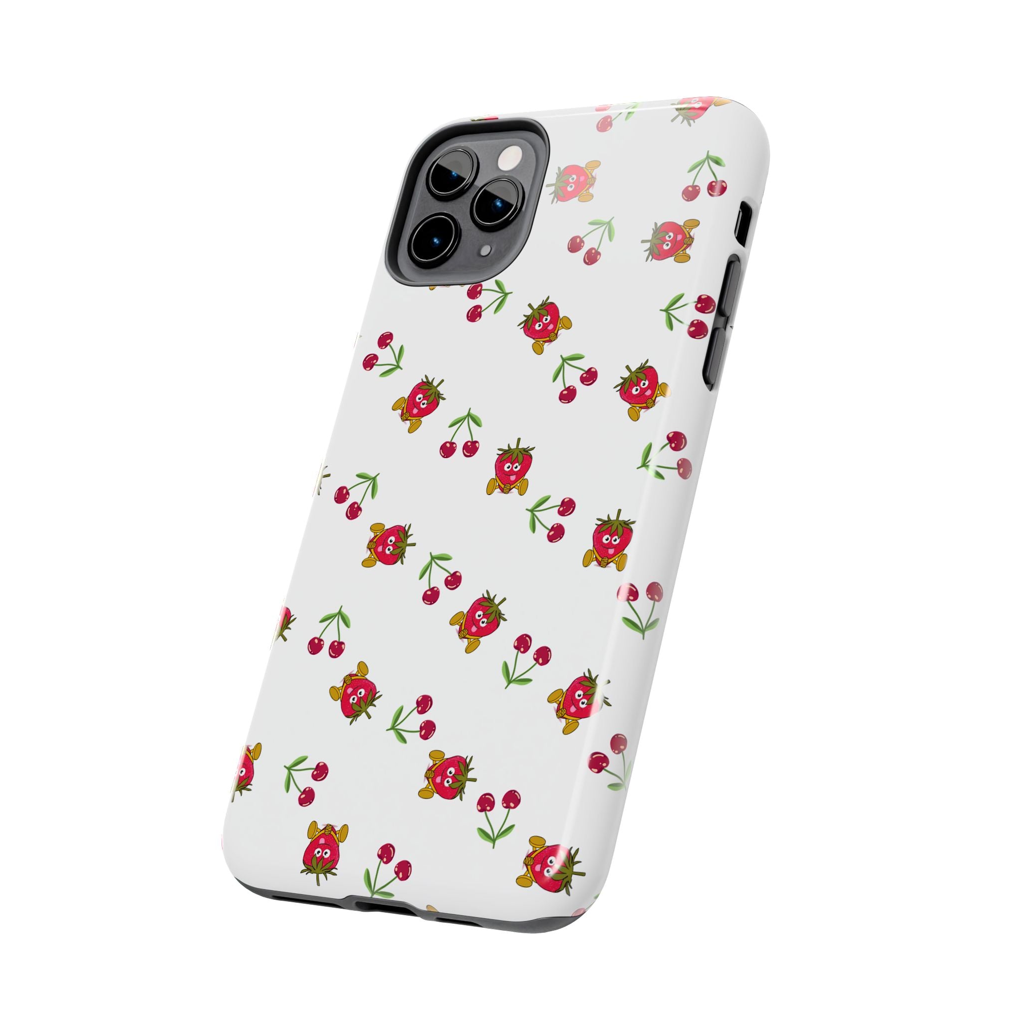 Fruit Patterned Phone Cases, Summer Fruits Phone Covers, Berry Print Tough Cases, Stylish Cell Phone Protectors, Red Fruits Phone
