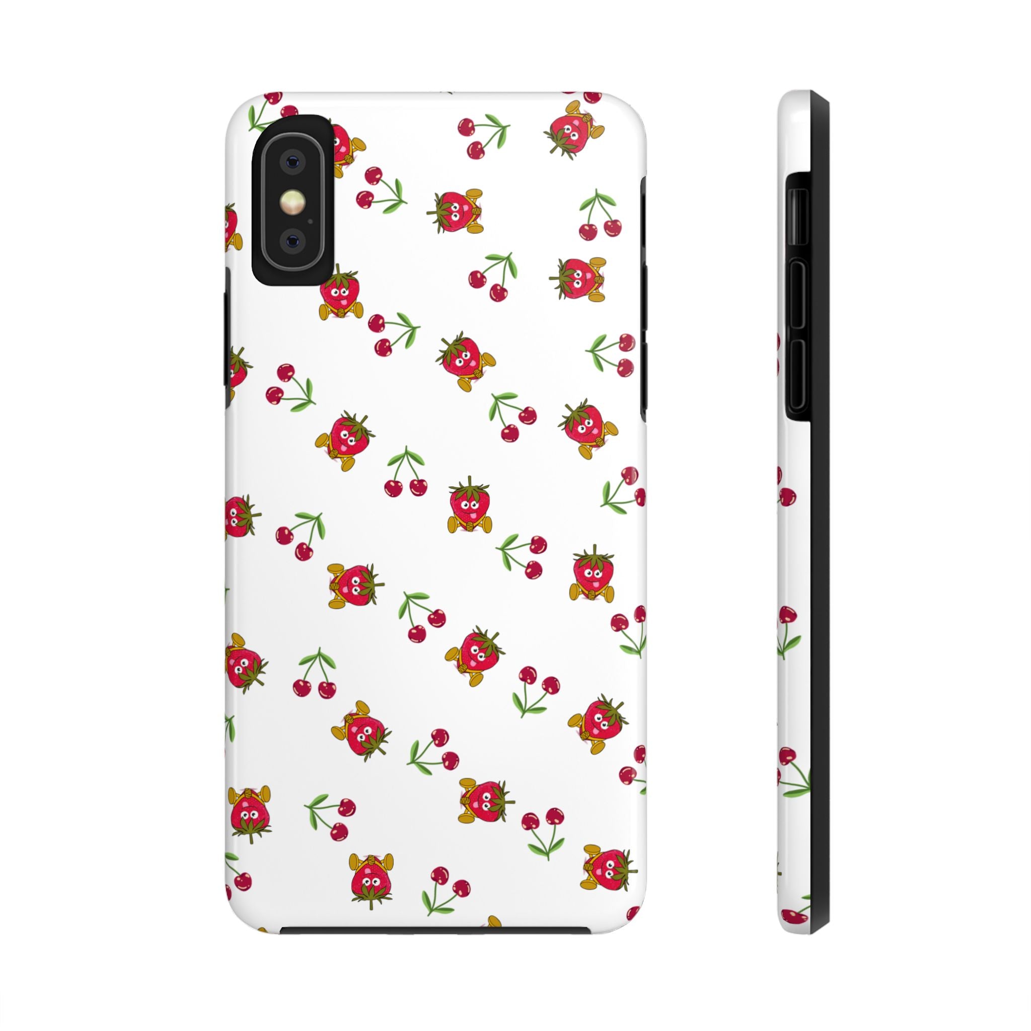 Fruit Patterned Phone Cases, Summer Fruits Phone Covers, Berry Print Tough Cases, Stylish Cell Phone Protectors, Red Fruits Phone