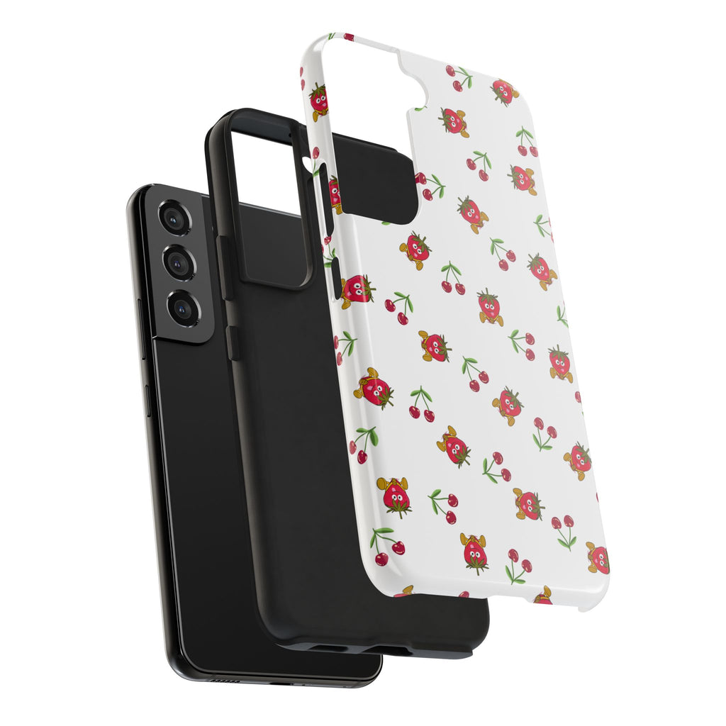 Fruit Patterned Phone Cases, Summer Fruits Phone Covers, Berry Print Tough Cases, Stylish Cell Phone Protectors, Red Fruits Phone
