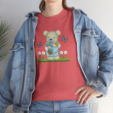 Garden Bear with Butterflies T-Shirt, Cute Bear Shirt, Nature Lover Tee, Botanical Garden Top, Wildlife Animal Unisex Tee