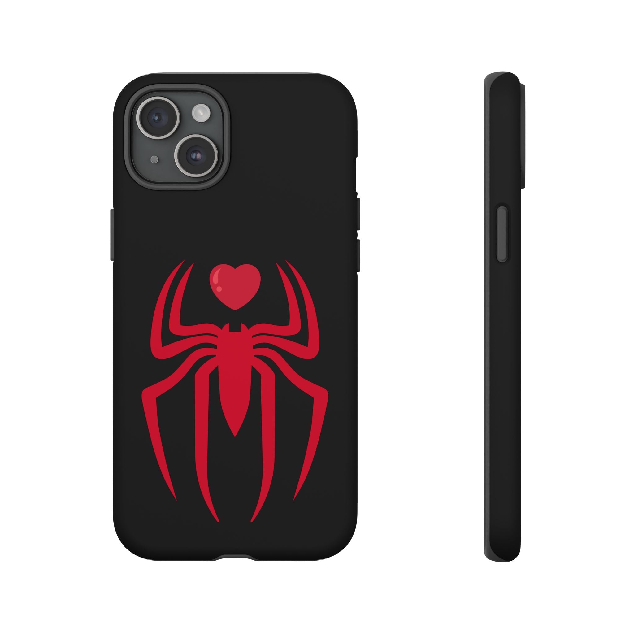 Red Spider Heart Tough iPhone Cases, Spiderweb iPhone Cover, Gothic Phone Accessories, Halloween Gift, Creepy Arachnid iPhone Protectors