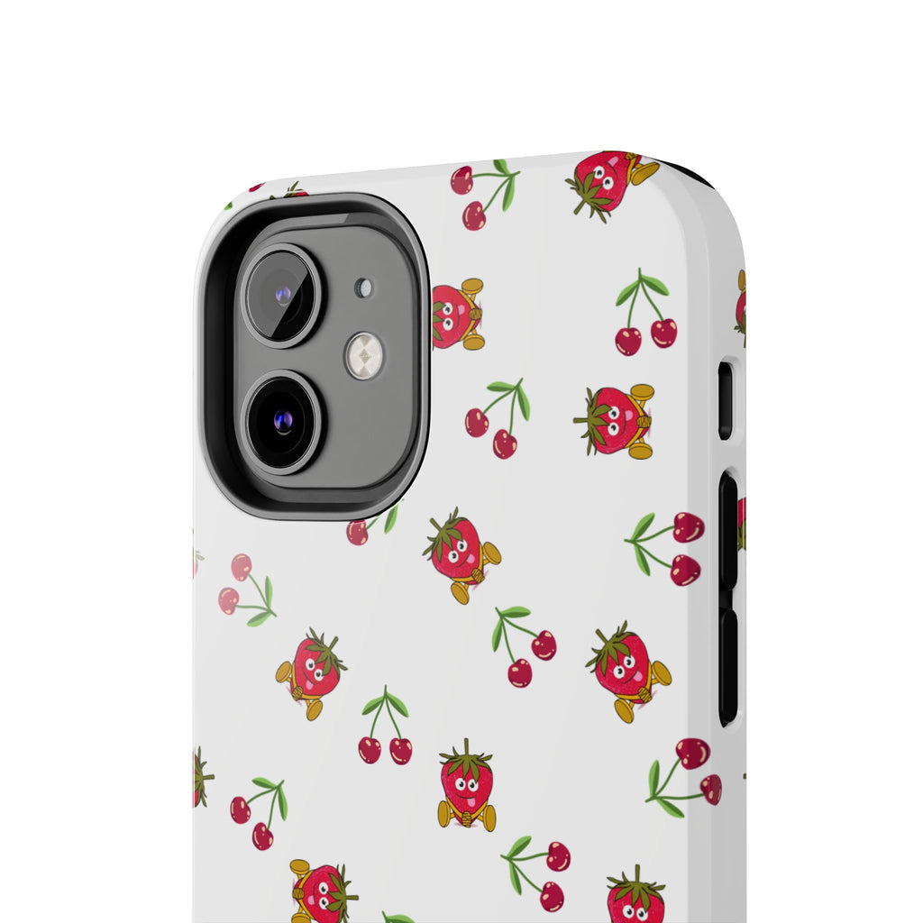Fruit Patterned Phone Cases, Summer Fruits Phone Covers, Berry Print Tough Cases, Stylish Cell Phone Protectors, Red Fruits Phone