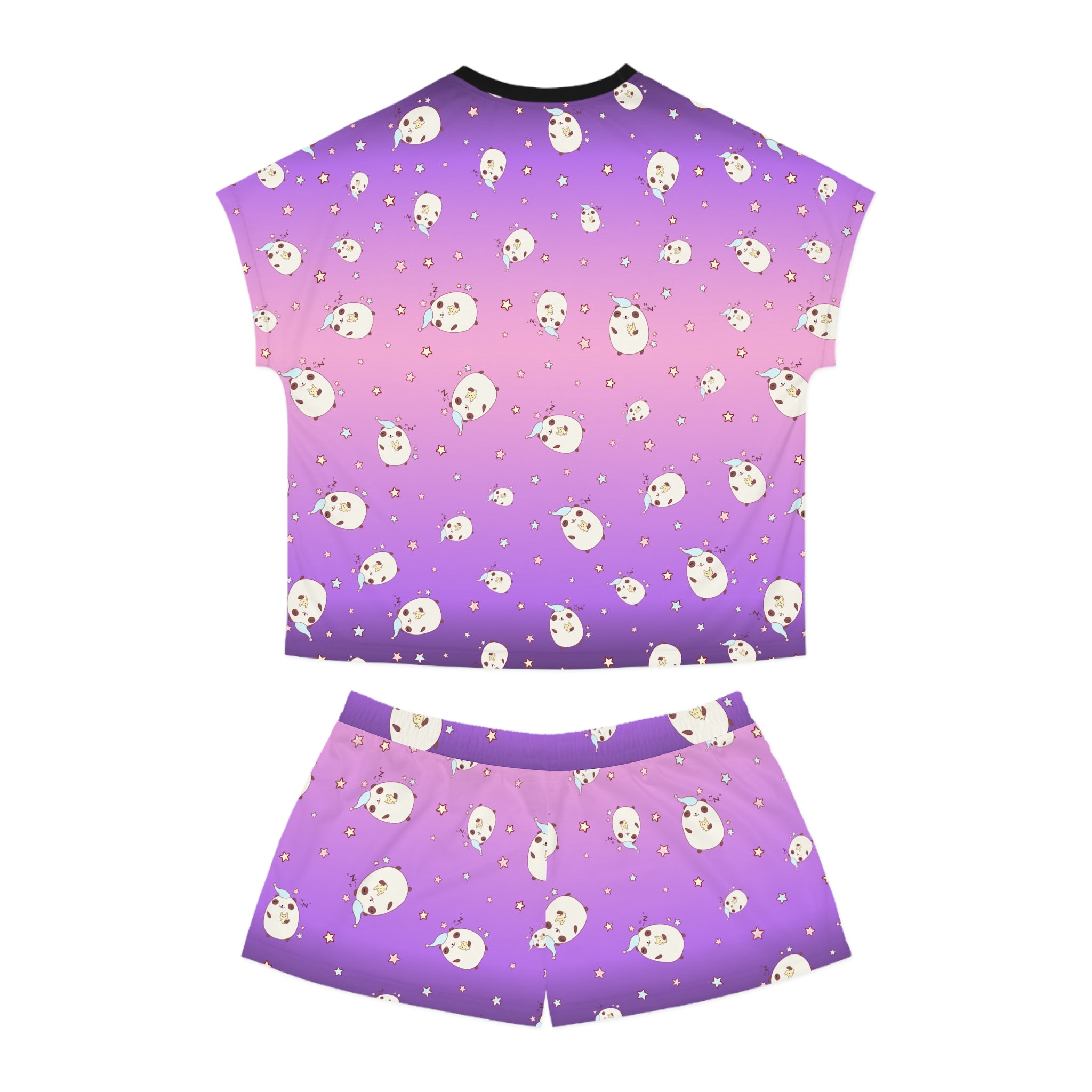 Pajama Set - Cute Panda Print Short PJ Set - Women's Sleepwear - Lounge Set