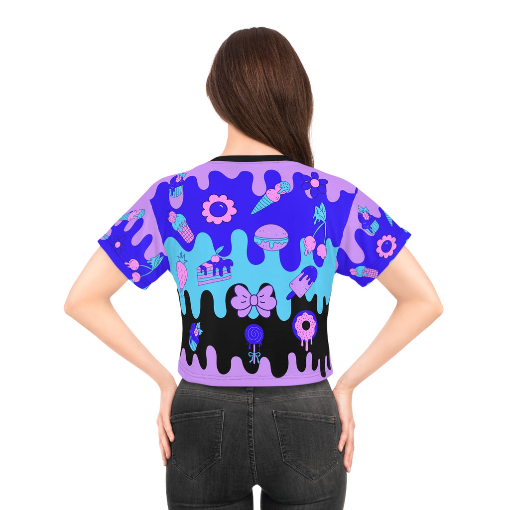 Kawaii Pastel Candy Drip Crop Tee