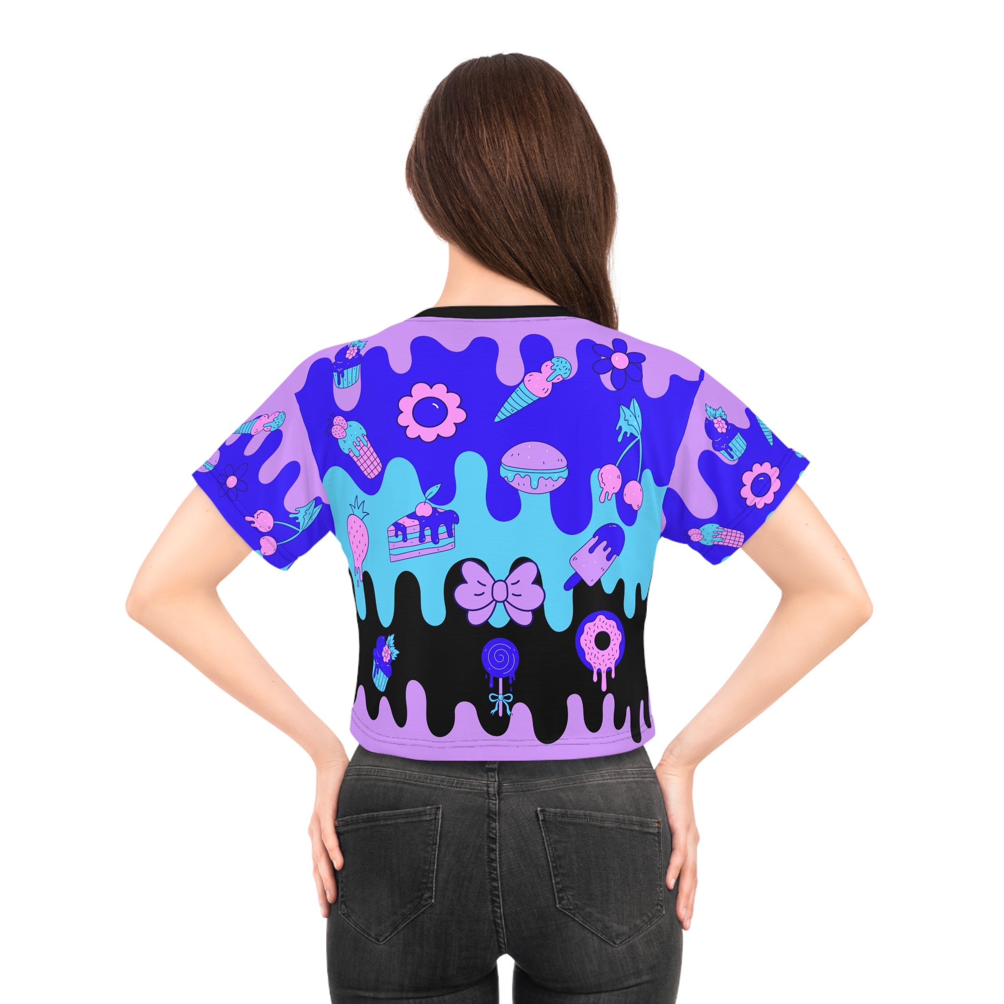 Kawaii Pastel Candy Drip Crop Tee